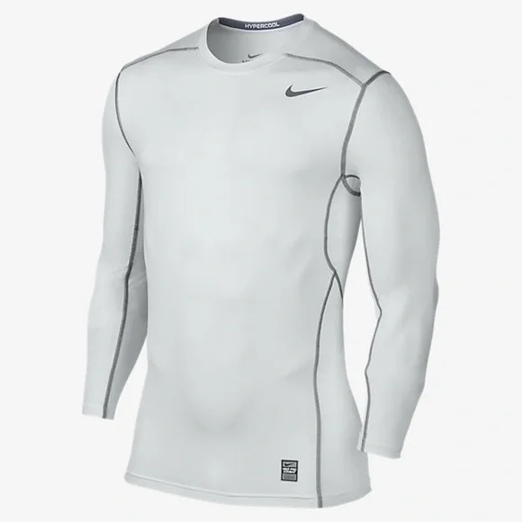 Nike Pro Combat White Fitted Long Sleeve Shirt - Picture 1 of 8